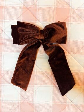 Velvet Hair Bow Clip in Deep Brown